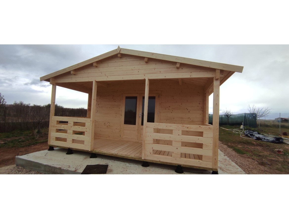 La casa de madera Lugo de 52 m2 en 44mm montada en Madrid